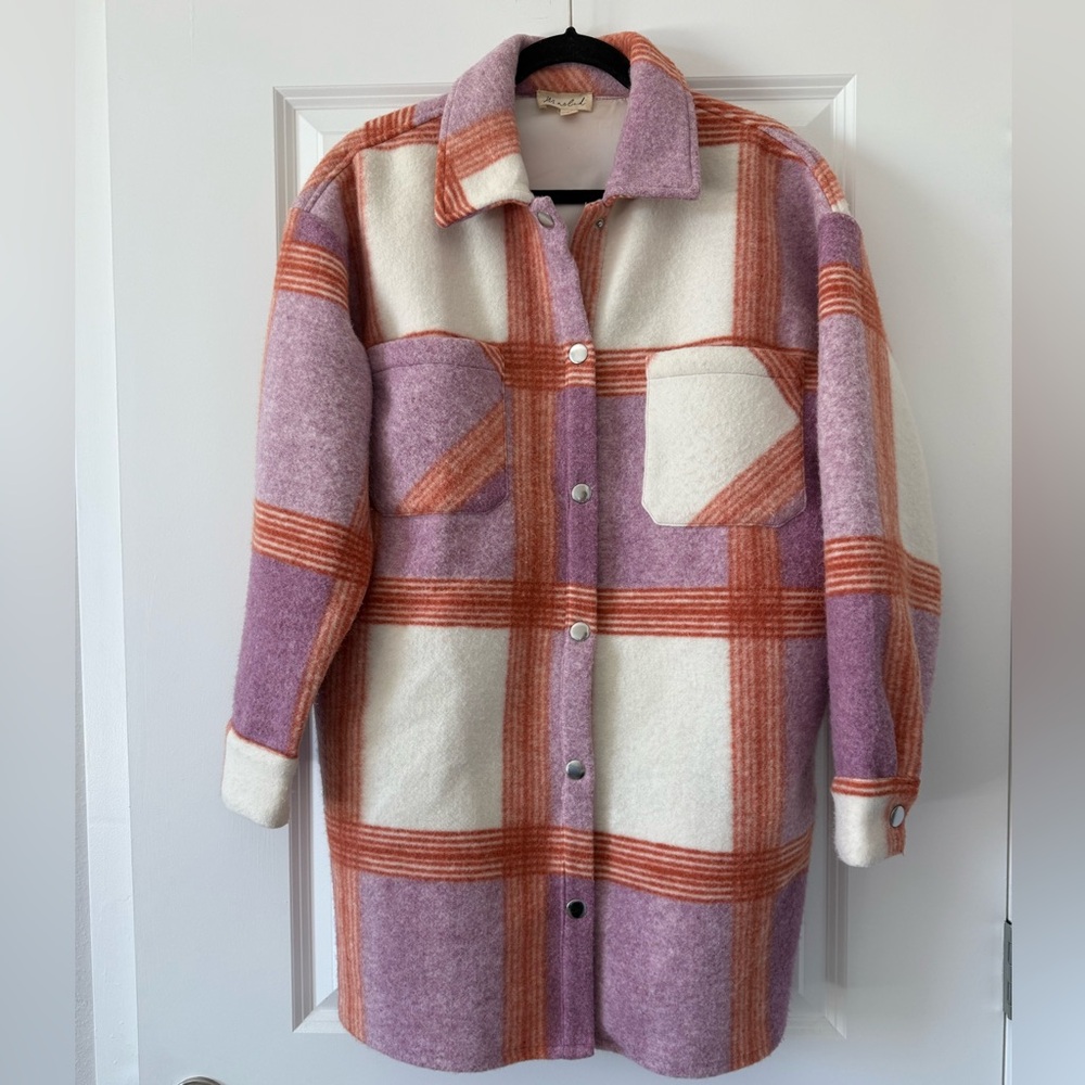 Marled Plaid Utility Jacket - L